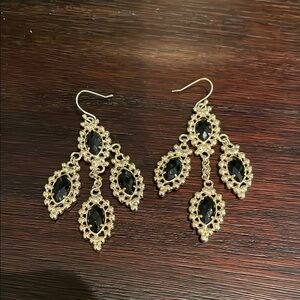 Elegant Black and Gold Dangle Earrings